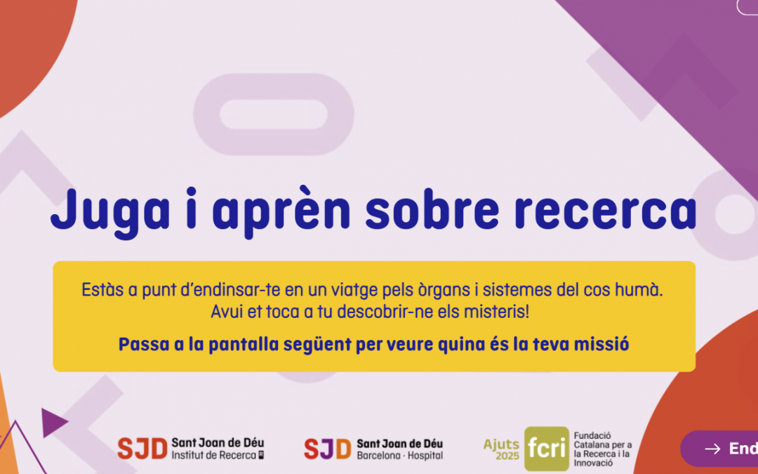 Juga i aprèn sobre recerca biomèdica al vestíbul de Sant Joan de Déu (HSJD)